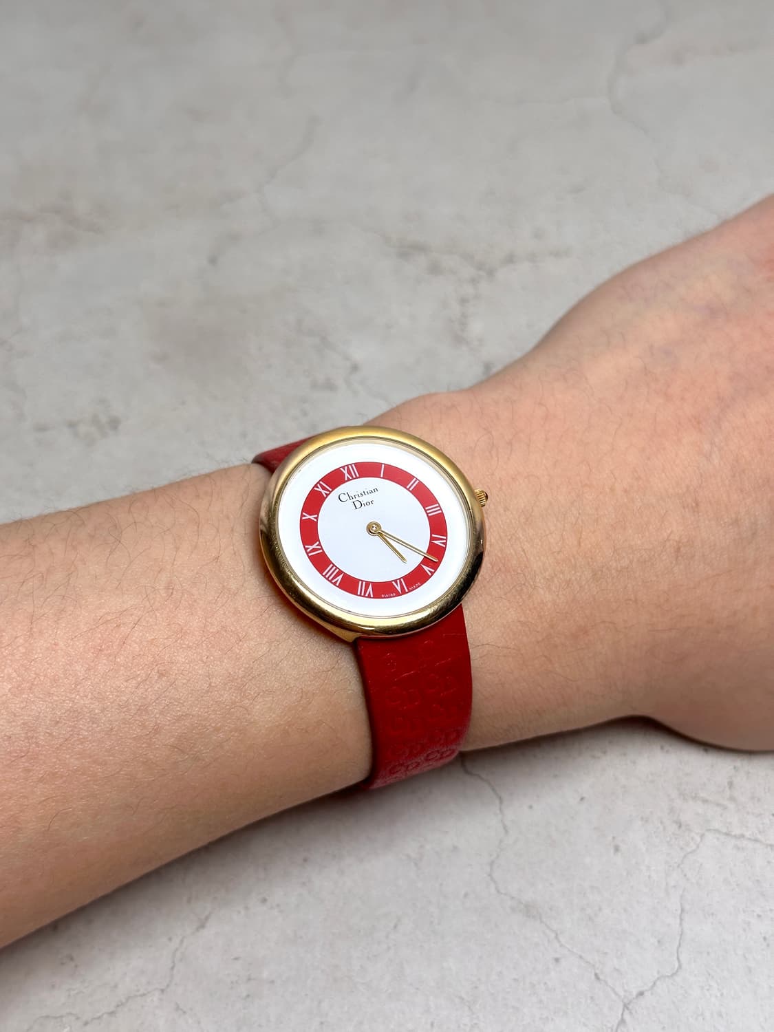 남녀공용 크리스찬 디올 빈티지 레드 레더 워치 33mm 상품이미지7