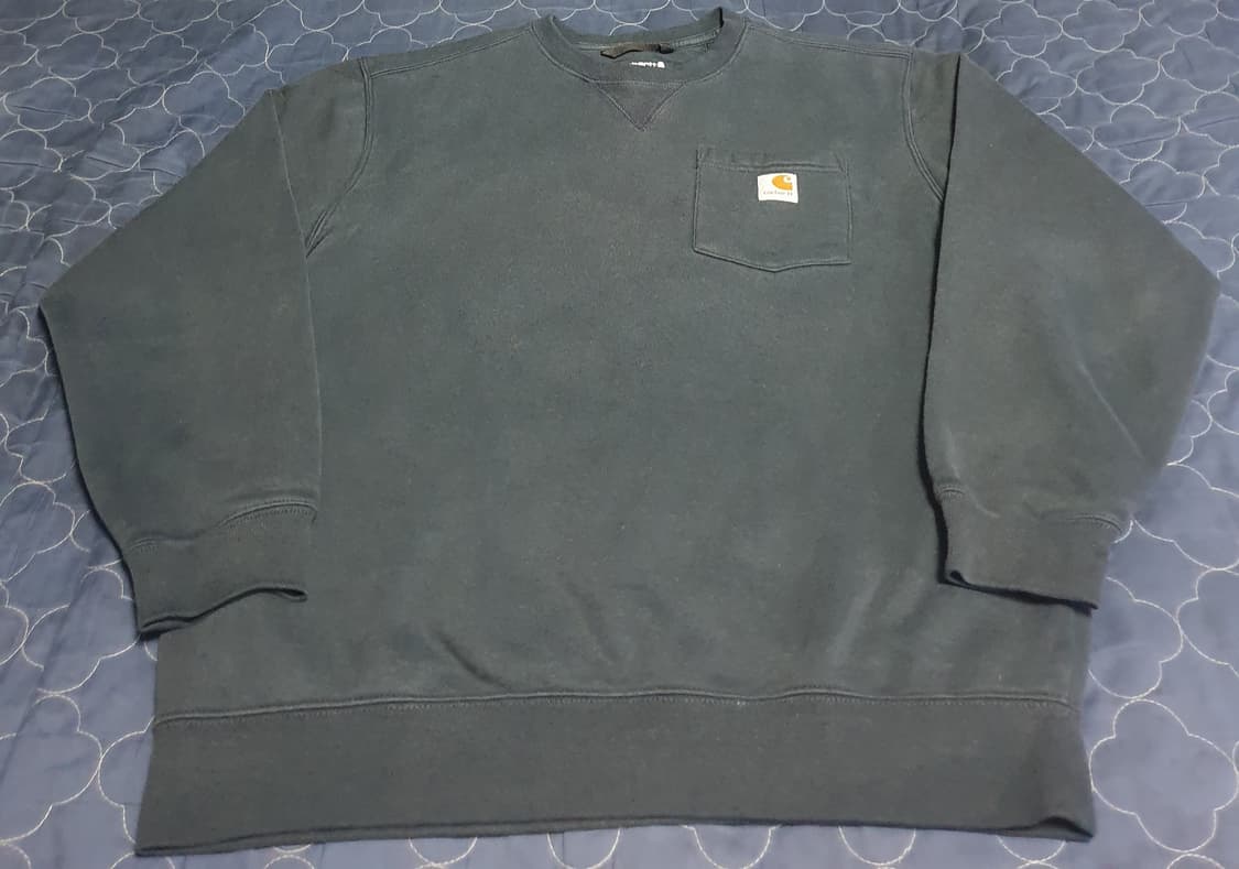 (품절제품) 칼하트 미드웨이트 루즈핏 포켓 스웻 맨투맨 네이비 (M) 상품이미지2