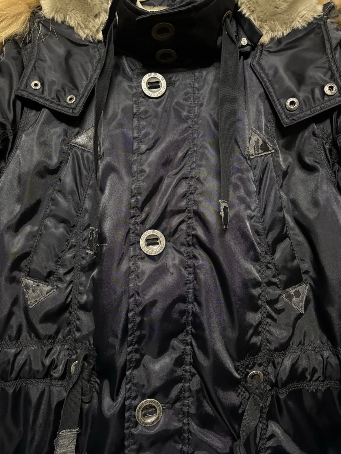 [GUESS] 게스 빈티지 블랙 후드넥 퍼 야상 자켓 M 상품이미지7