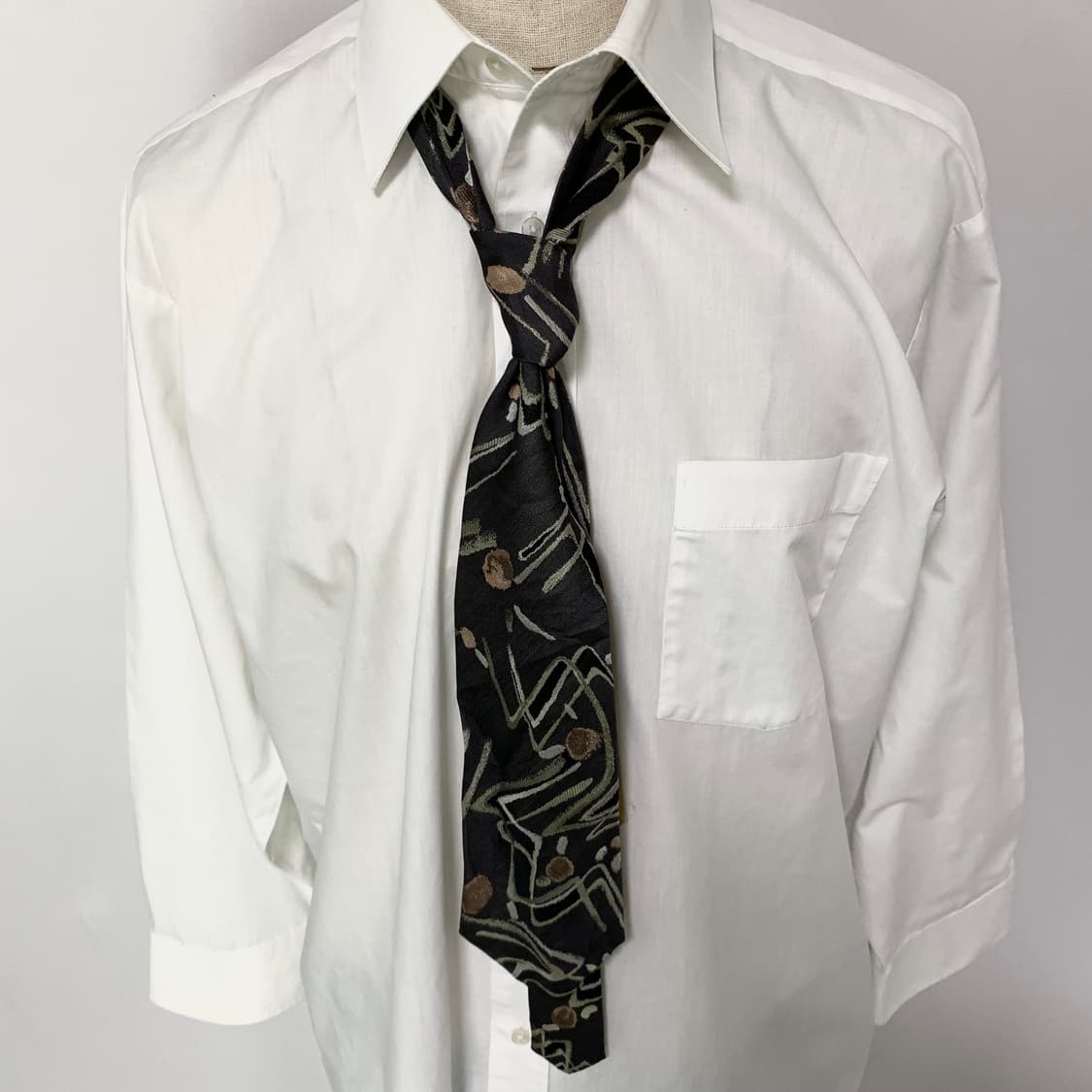 이세이 미야케 일본 빈티지 자수 실크 넥타이 차콜 상품이미지2