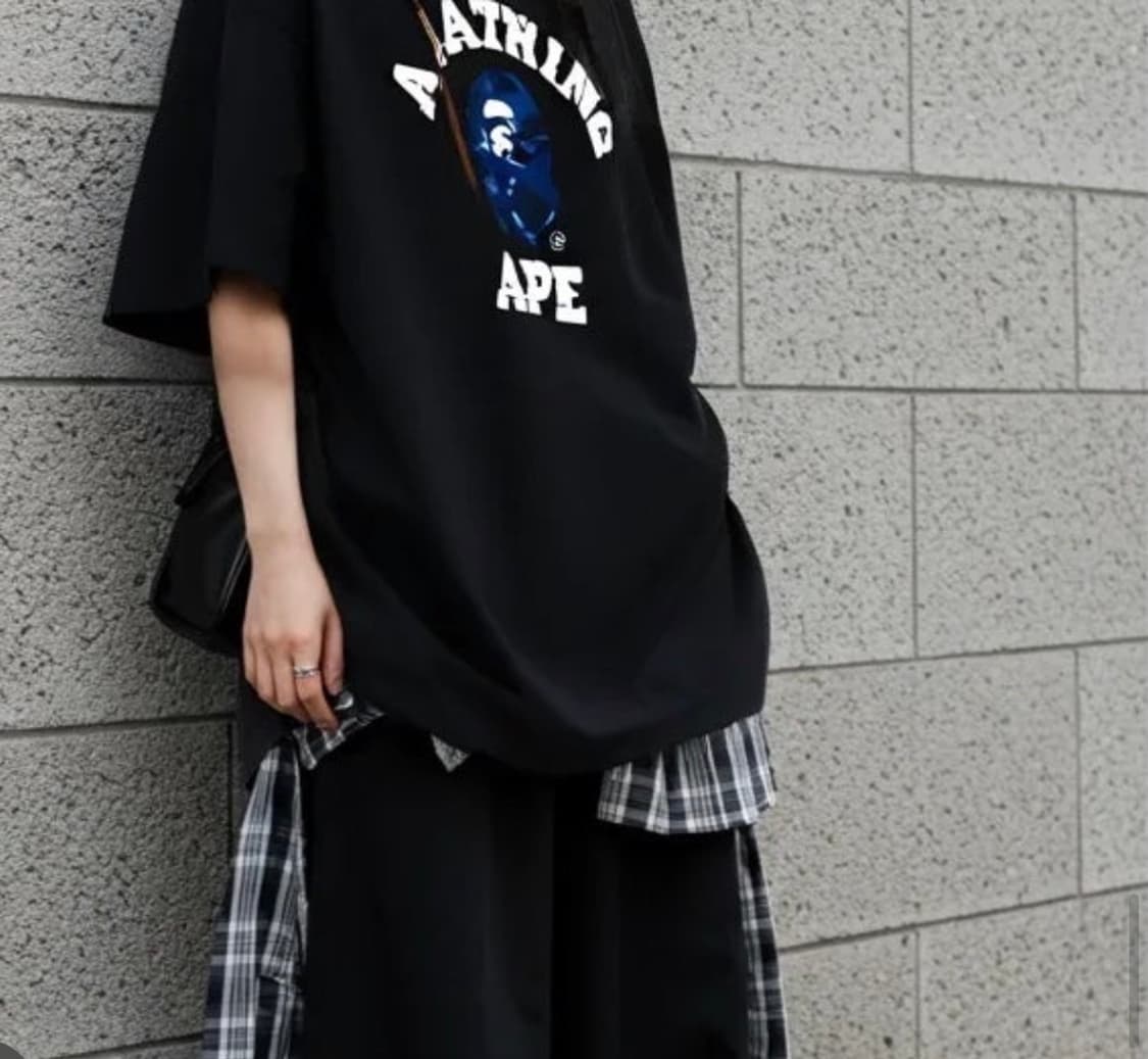 베이프 카모 컬리지 티셔츠 블랙 네이비 M 상품이미지1