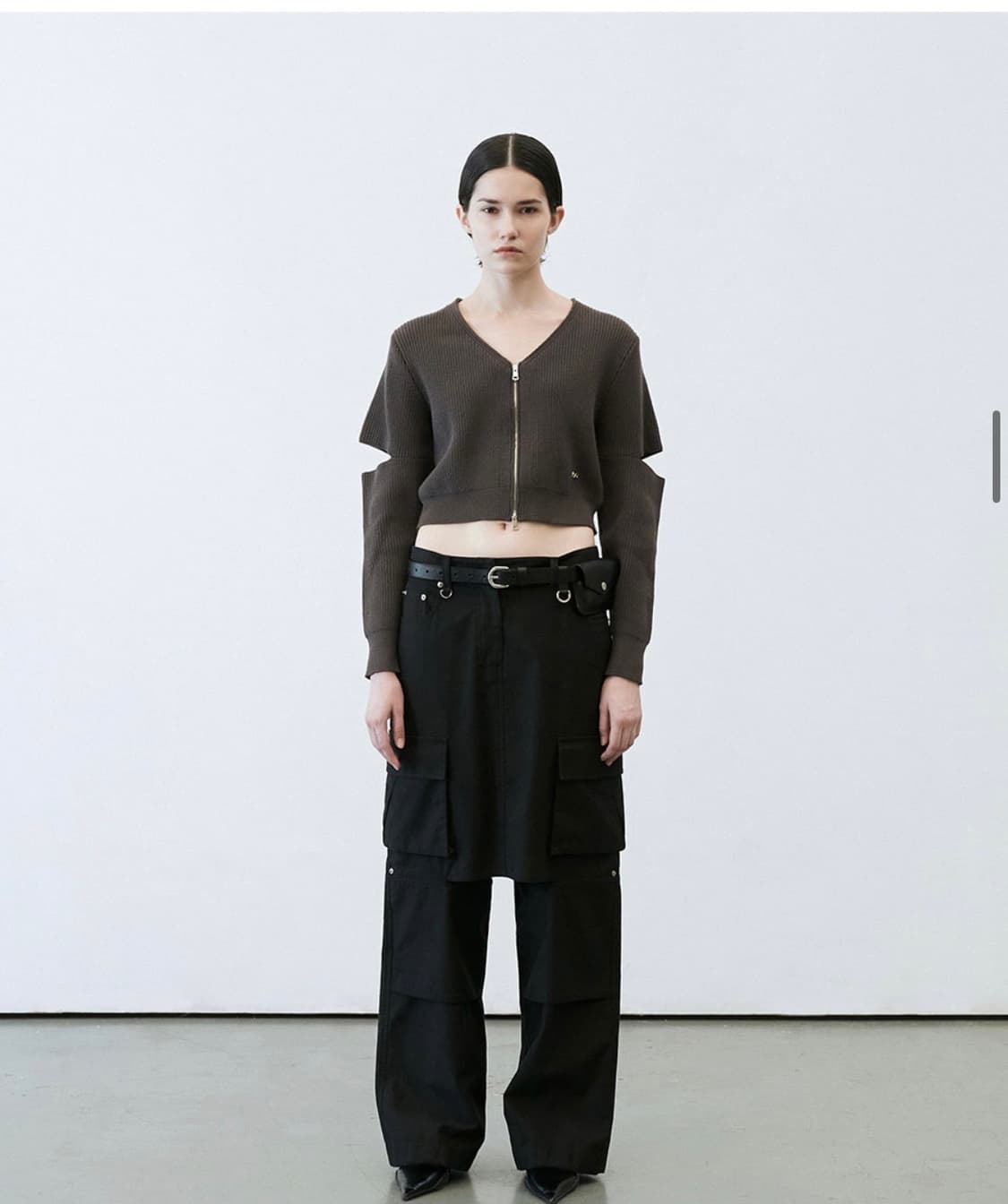 lcdc CUT-OUT SLEEVE CARDIGAN brown 상품이미지2