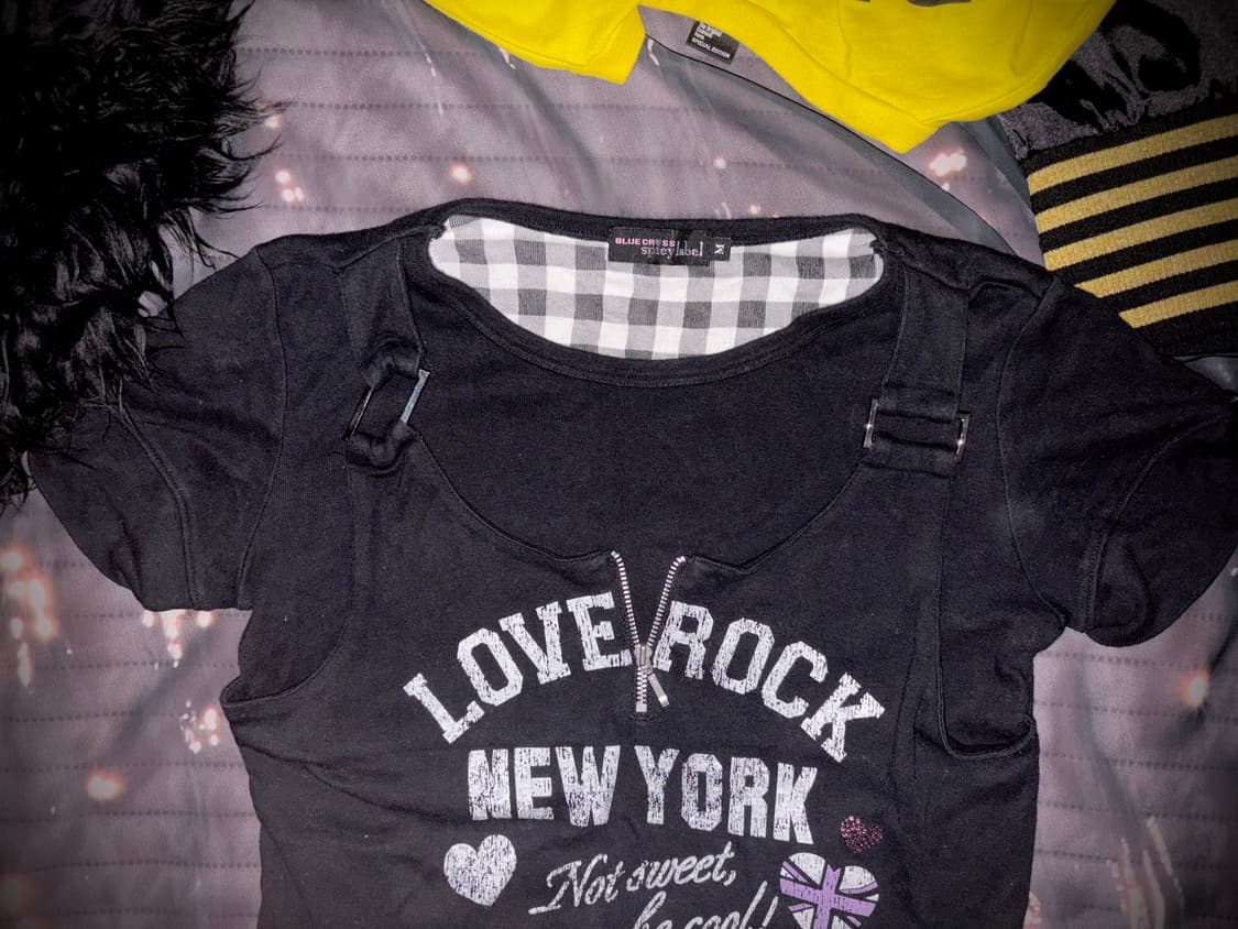 빈티지 갸루 키치 러블리 디테일 블랙 반팔 y2k 상품이미지2