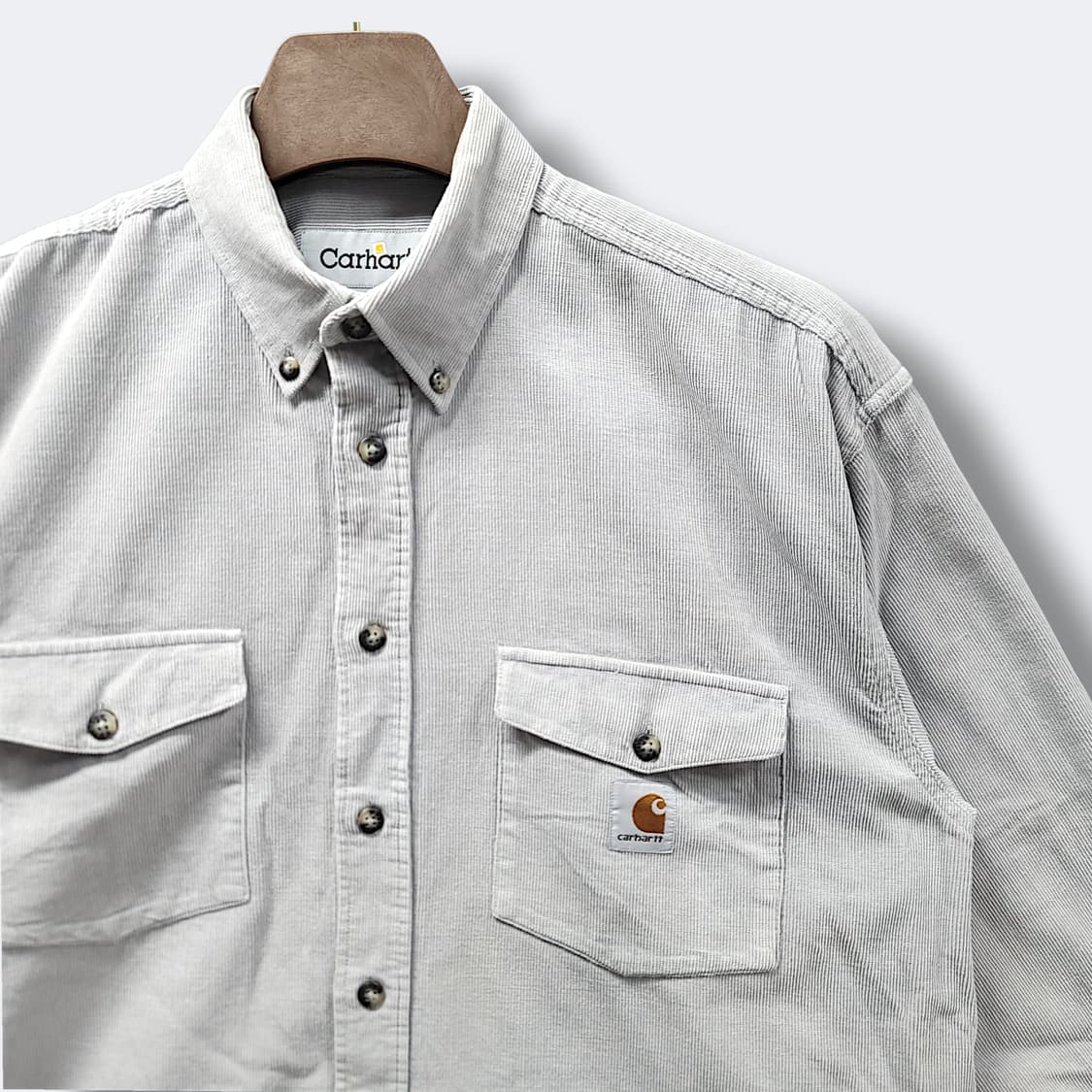 [M] 칼하트 그레이 코듀로이 투포켓 긴팔셔츠 상품이미지4