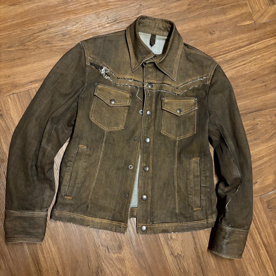 ELLE HOMME AGED BROWN TRUCKER JACKET 상품이미지1