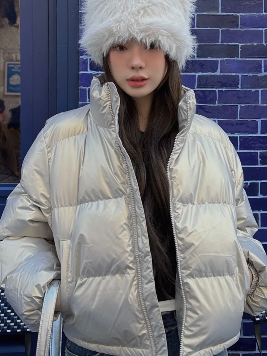 비터셀즈 크롭 푸퍼 자켓 실버 상품이미지2