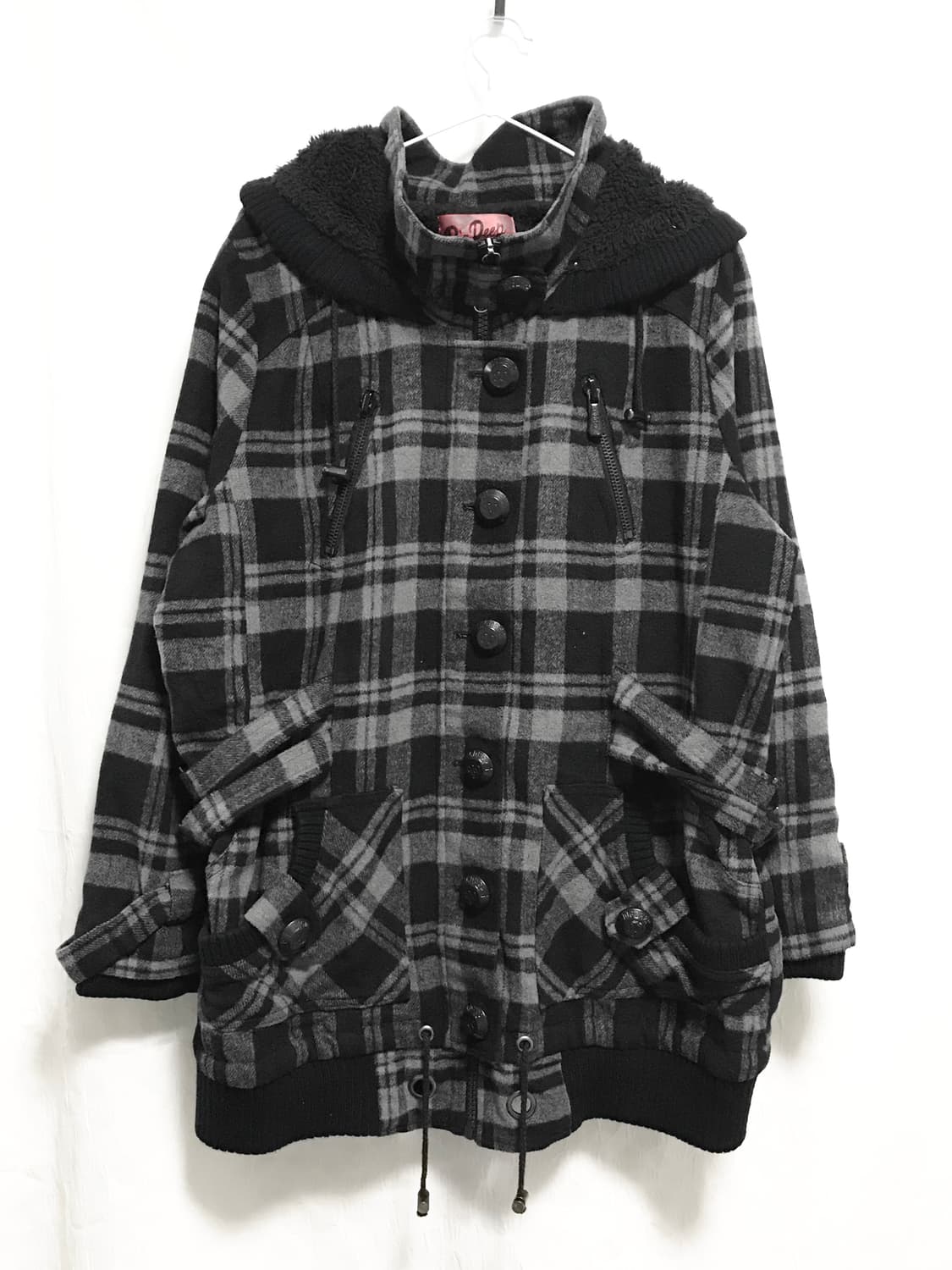 빈티지 digdeep 디그딥 펑크 벨트 디테일 하이넥 체크 점퍼 상품이미지1