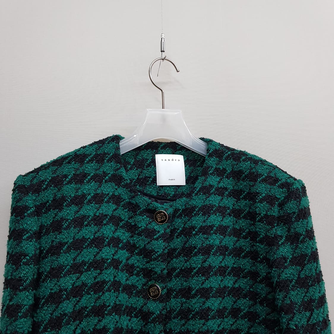 산드로 SANDRO 체크 텍스처 크롭 자켓 38사이즈 상품이미지3