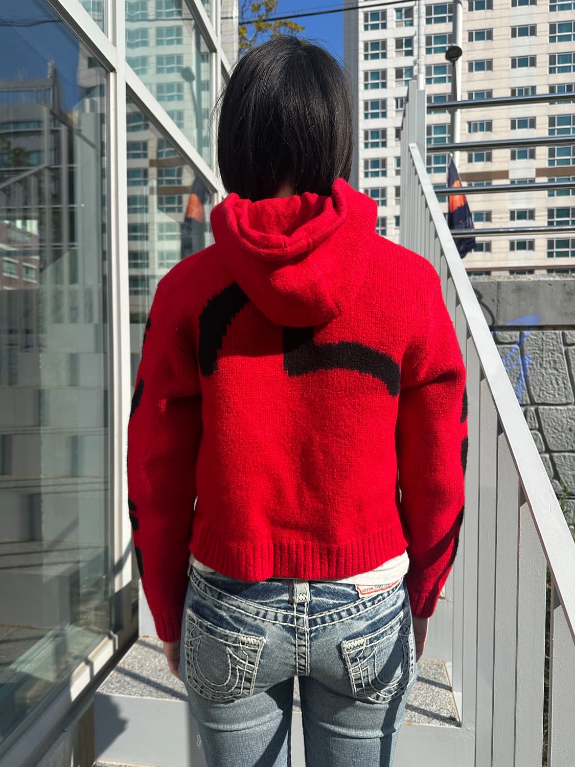 Evisu logo embroidery knit hood zip-up 상품이미지3