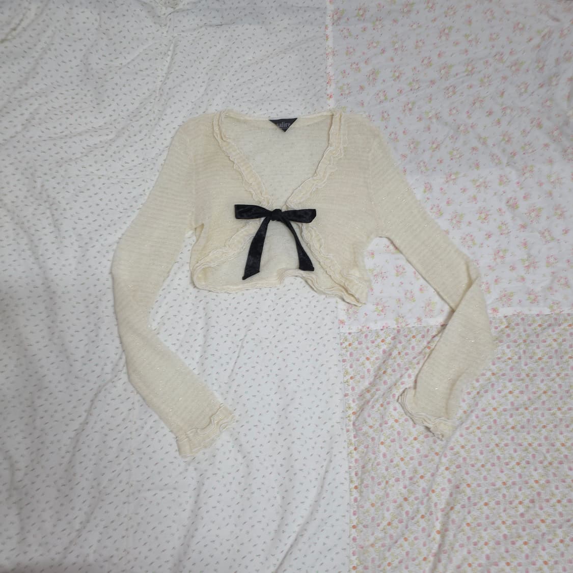 빈티지 리본 볼레로 가디건 리즈리사깔 모리 히메카지 히메갸루 상품이미지1