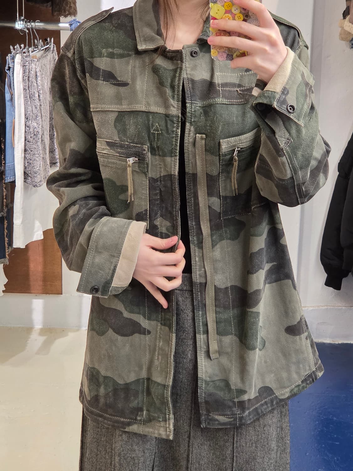 All saints 올세인츠 염소가죽 카모 레더자켓 상품이미지1