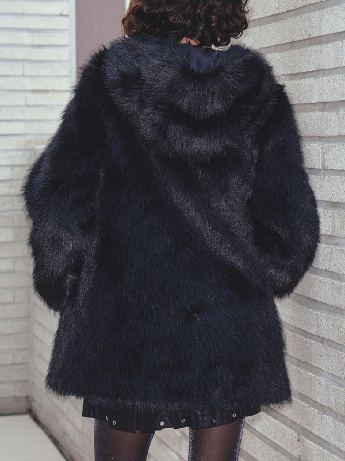 nyxx 후드 퍼 코트 퍼자켓 블랙 상품이미지3