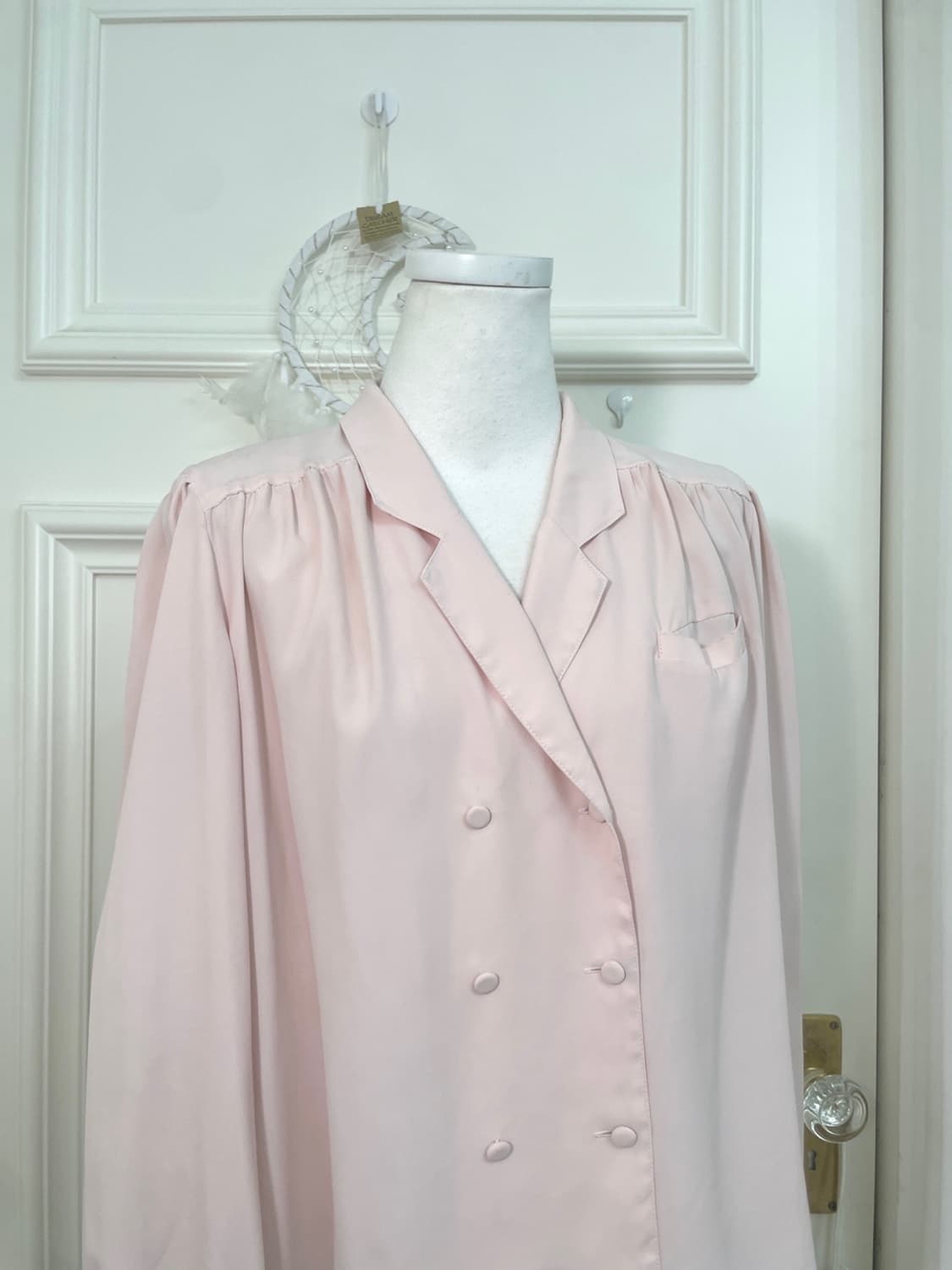 coral double shirring puff blouse 상품이미지5