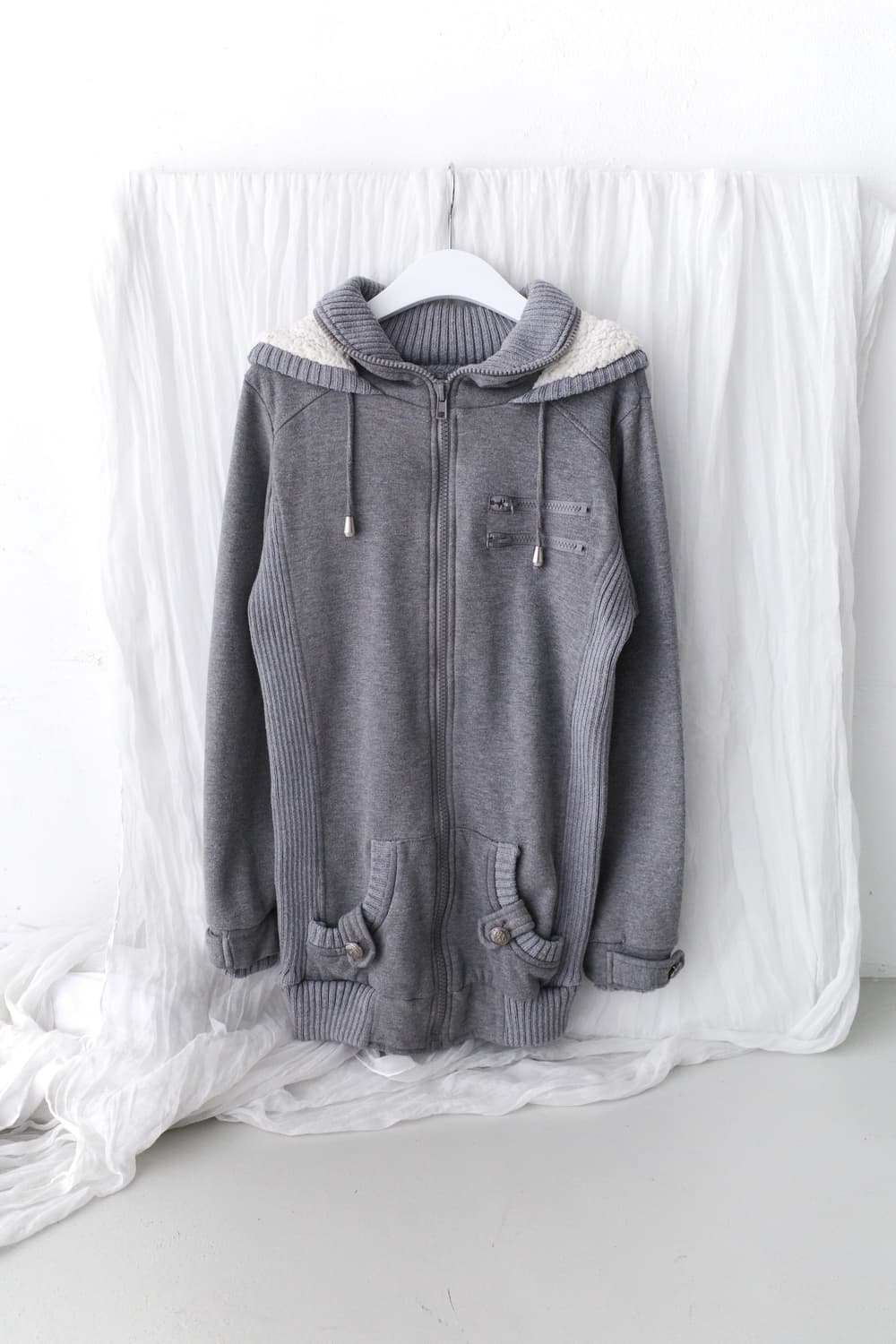 snap long hood zip-up  상품이미지1