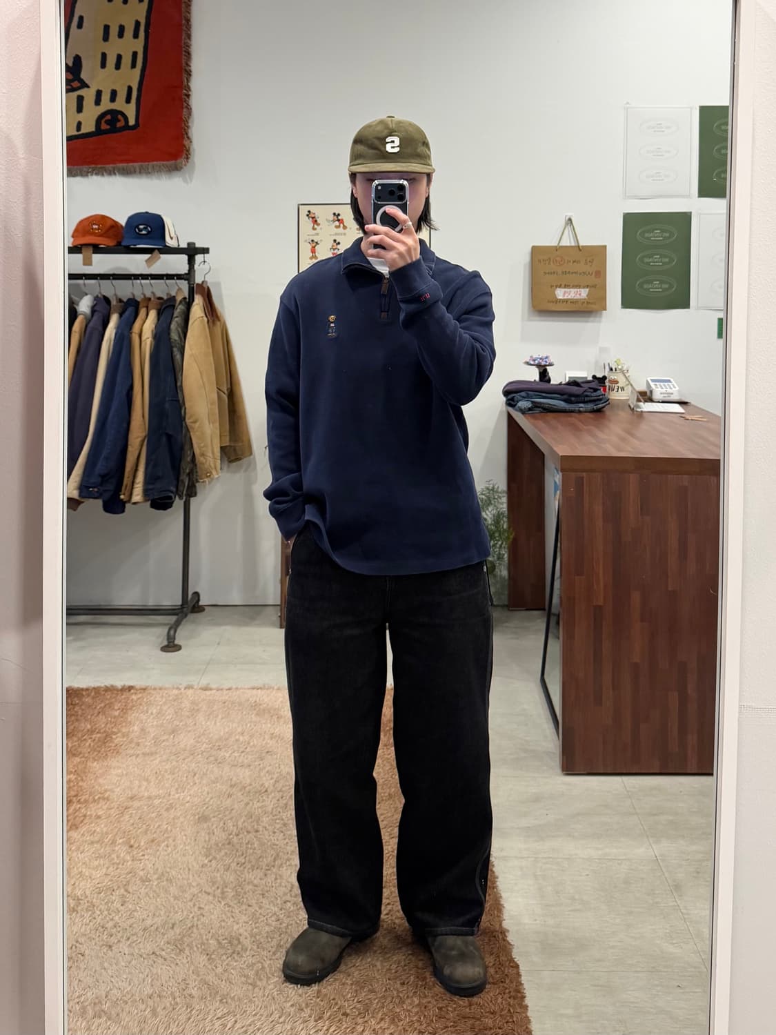 Polo RL 폴로 랄프로렌 폴로베어 하프넥 쿼터 집업 니트 (navy) 상품이미지2