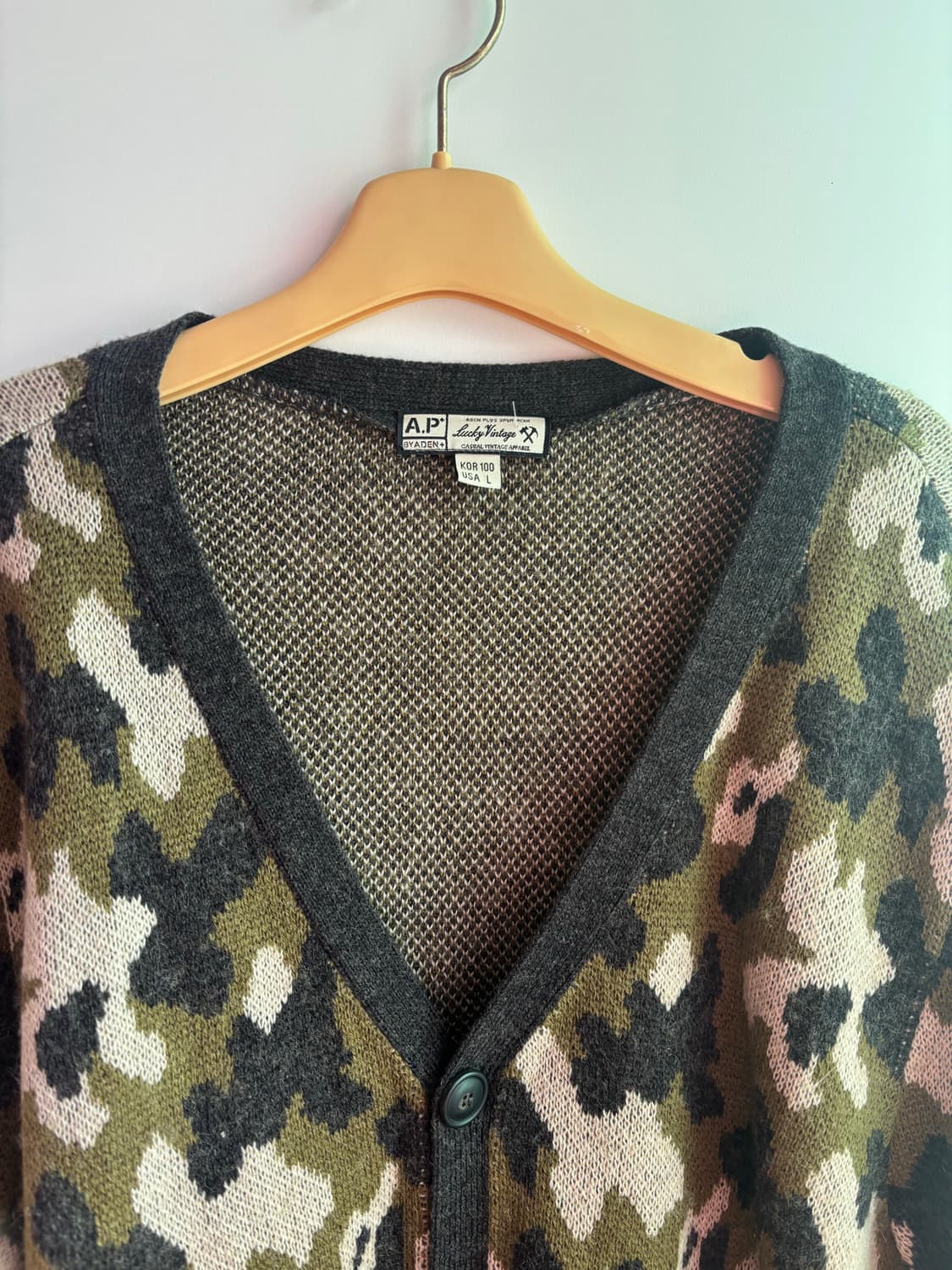 Vintage 카모 가디건 L 상품이미지2