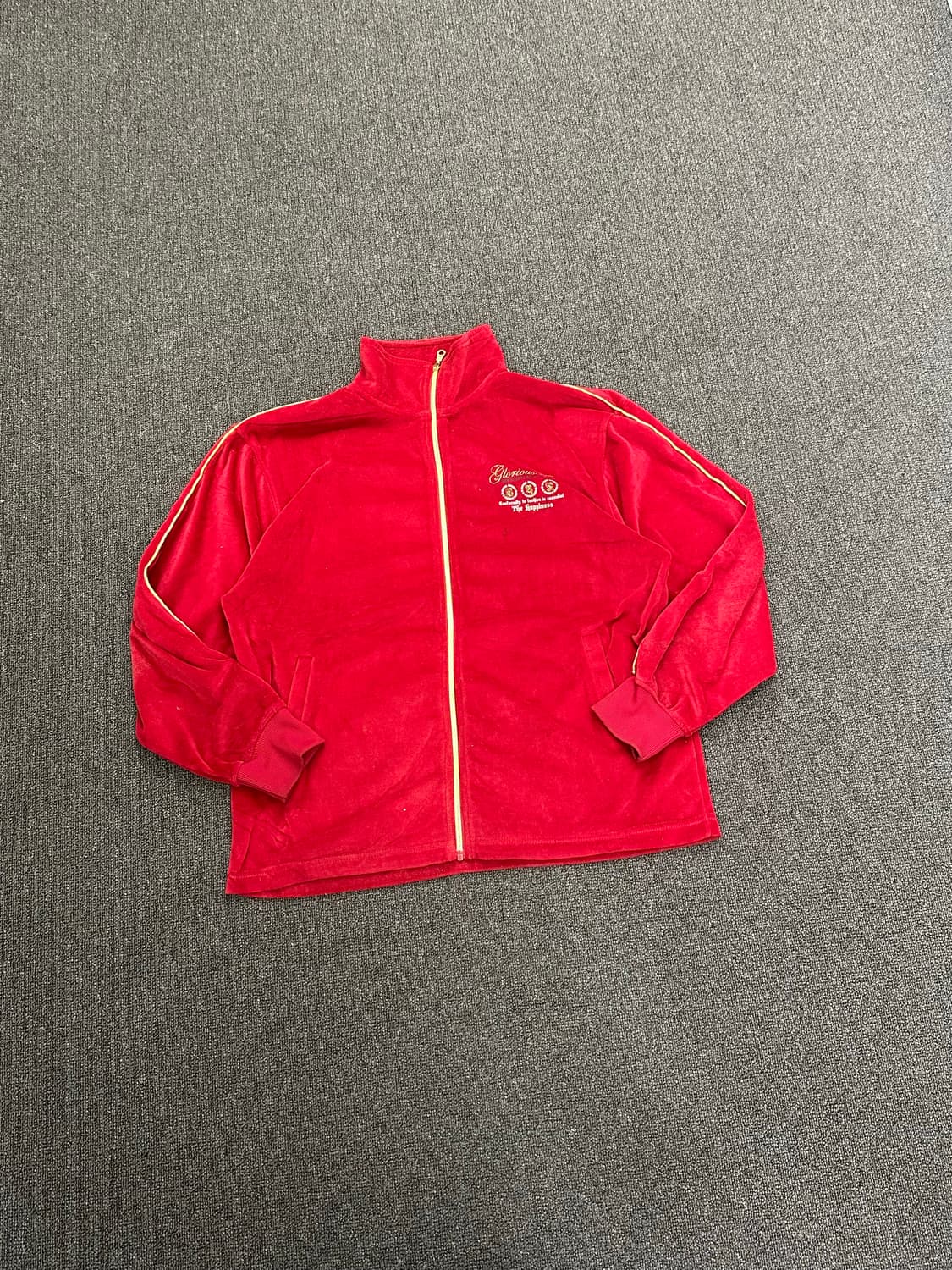 M)Japanese vintage 레드 벨벳 집업 상품이미지4