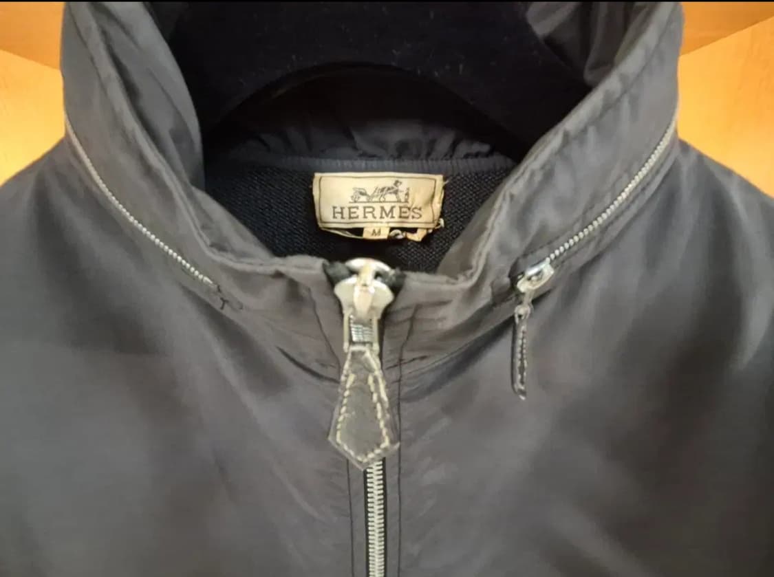 HERMES 하이브리드 레더 트리밍 니트 블루종 자켓 (M) 상품이미지4