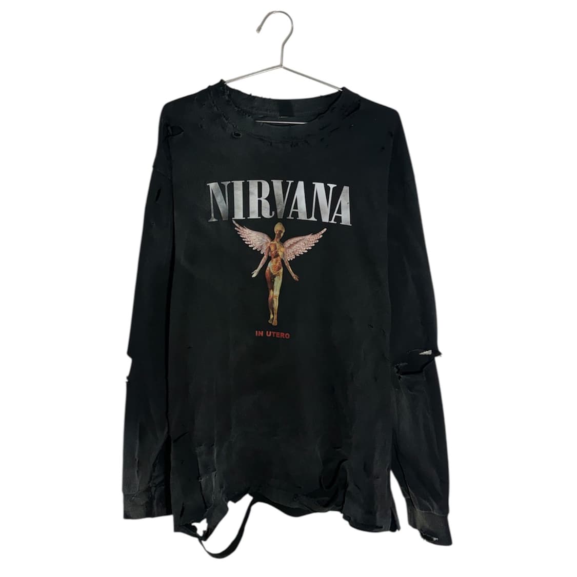 NIRVANA utero 다스트레스드 데미지 워싱 긴팔  상품이미지1