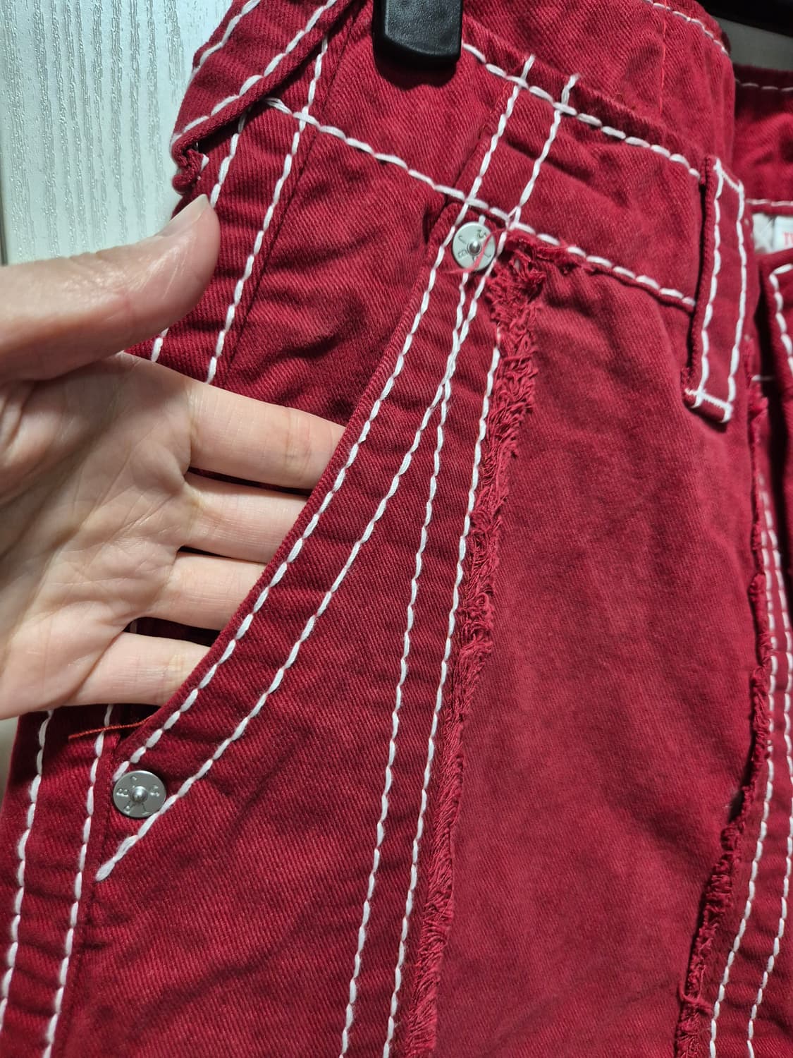 (타임세일)(새상품) 트루릴리젼 레드 와이드 팬츠 상품이미지5