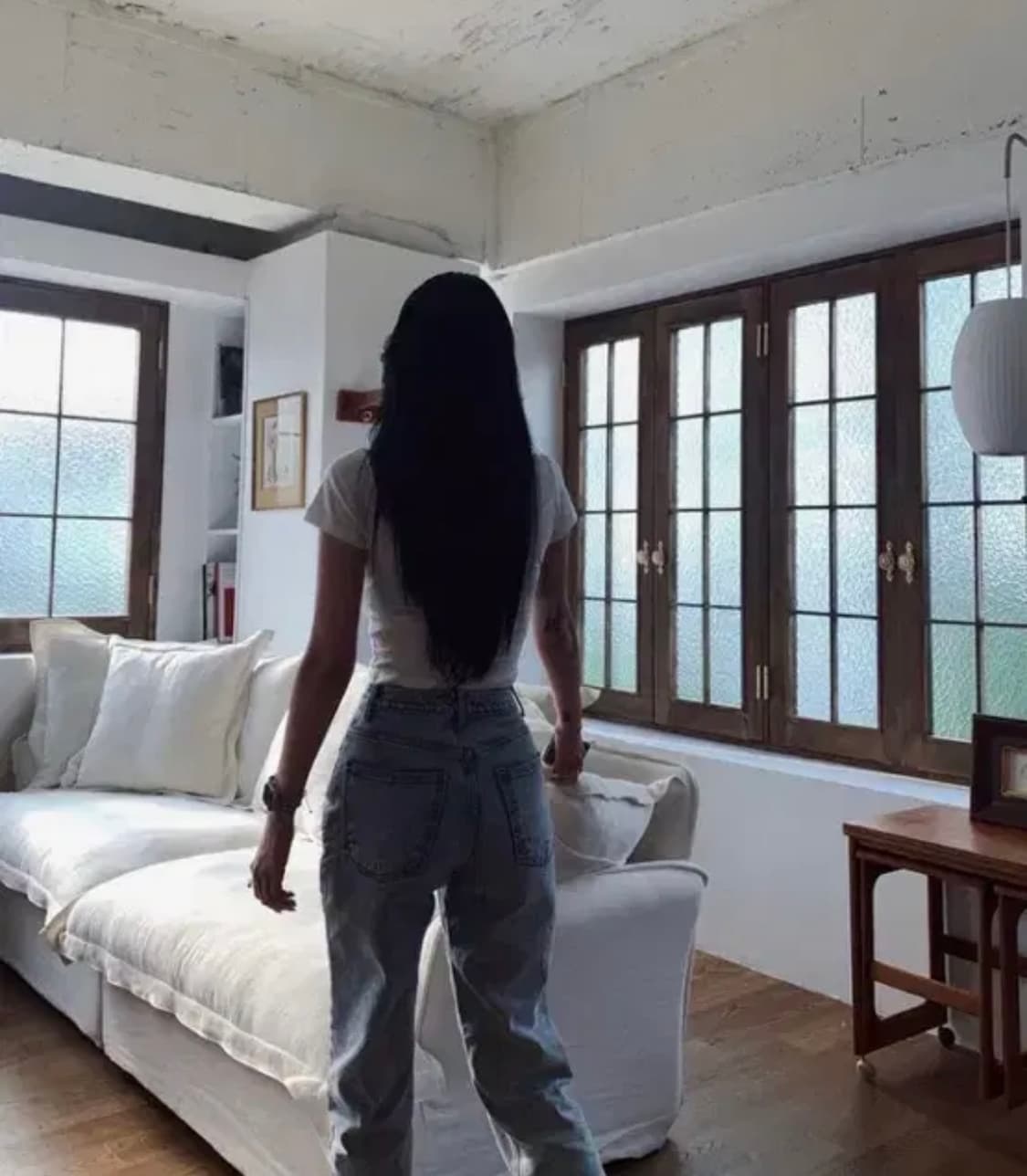 [새상품/L]페일제이드 파인체리 돌청 세미와이드팬츠 상품이미지6