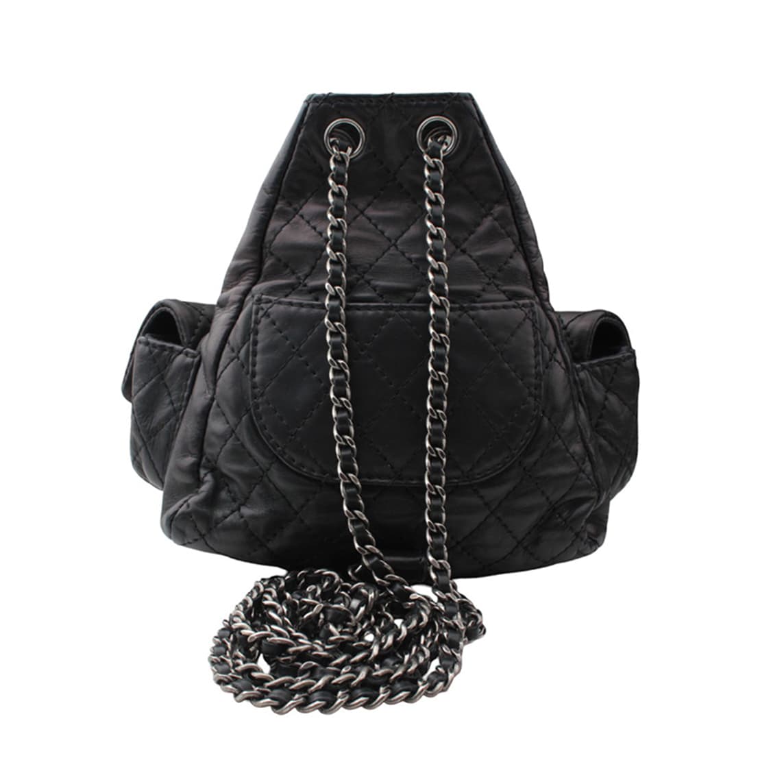 샤넬 블랙 퀼팅 램스킨 은장 미니 백팩 상품이미지3