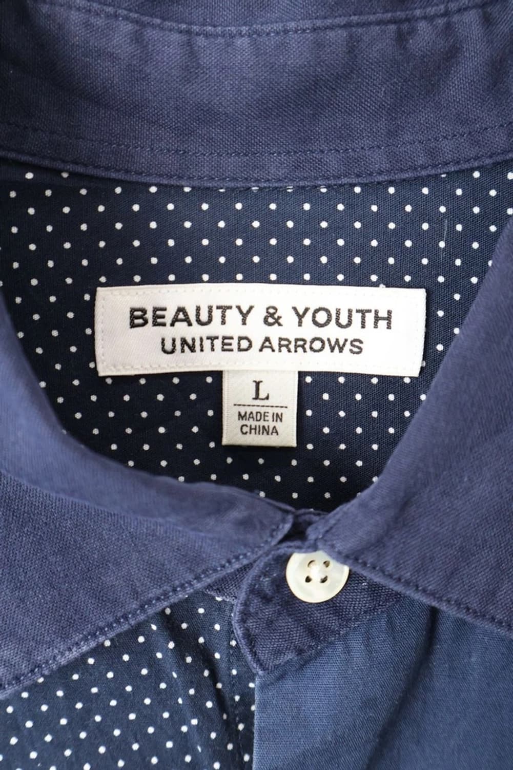 United Arrows Patchwork Dot Navy Shirt 상품이미지7