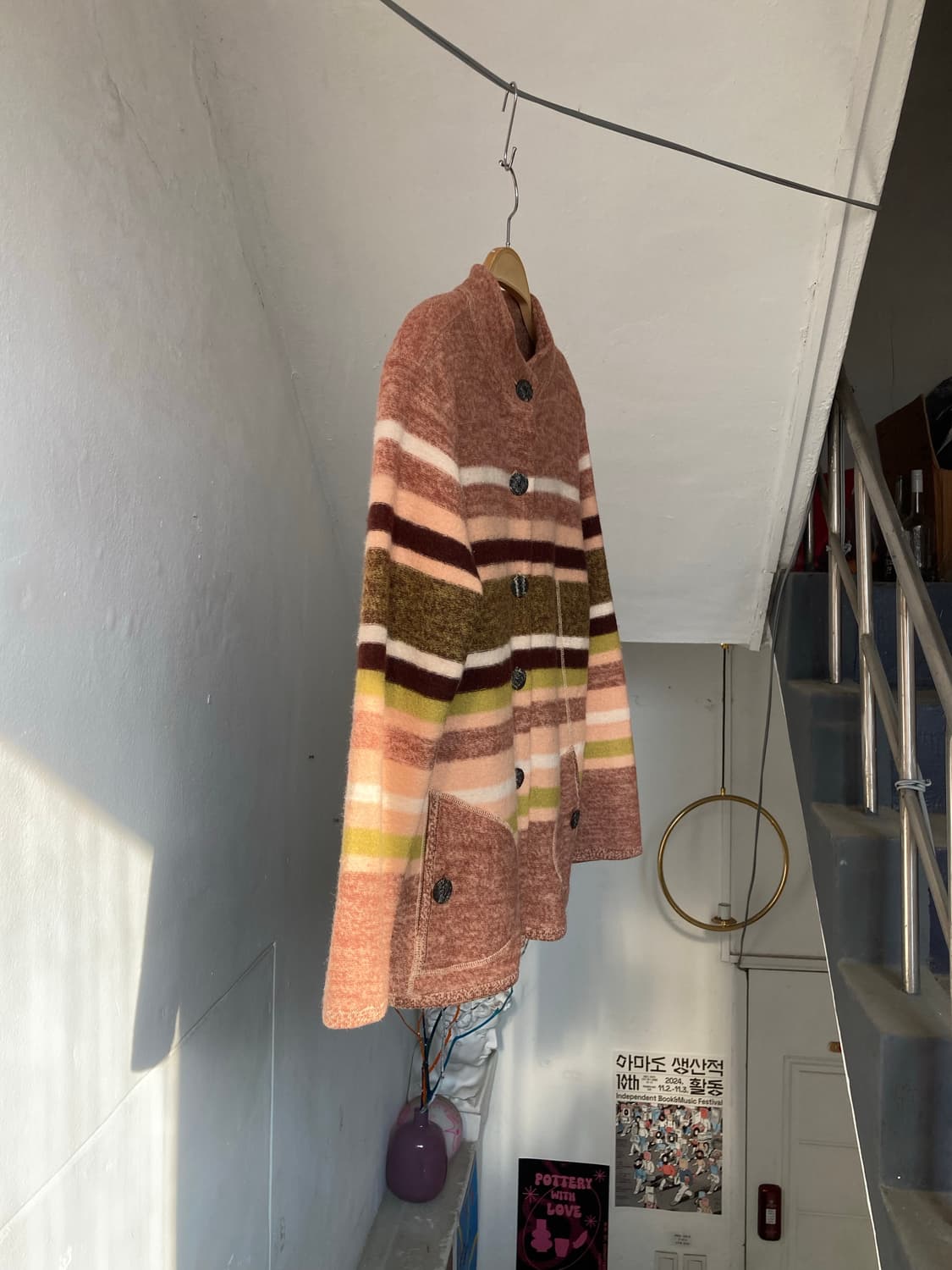 브릭 스트라이프 울 도톰 자켓 상품이미지5