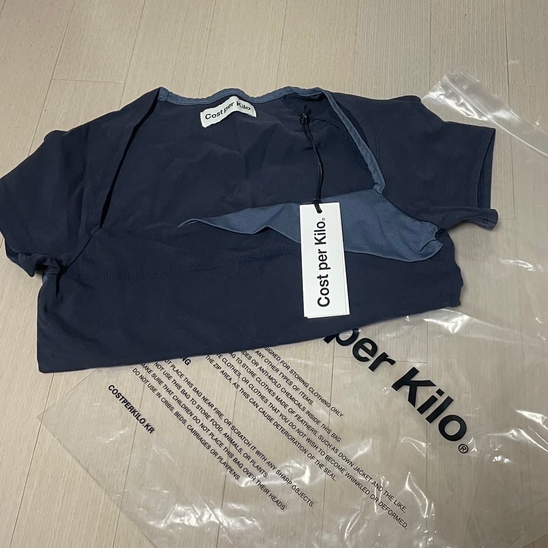 코스트퍼킬로 스퀘어넥 티셔츠 네이비 S 상품이미지5