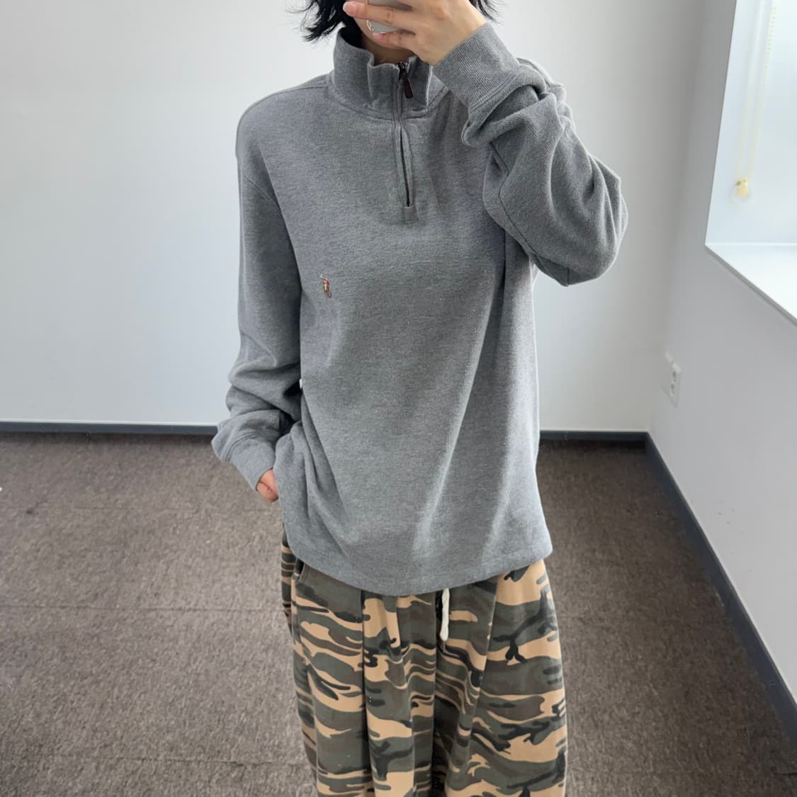 Polo 폴로 멀티포니 그레이 하이넥 반집업 니트 상품이미지1