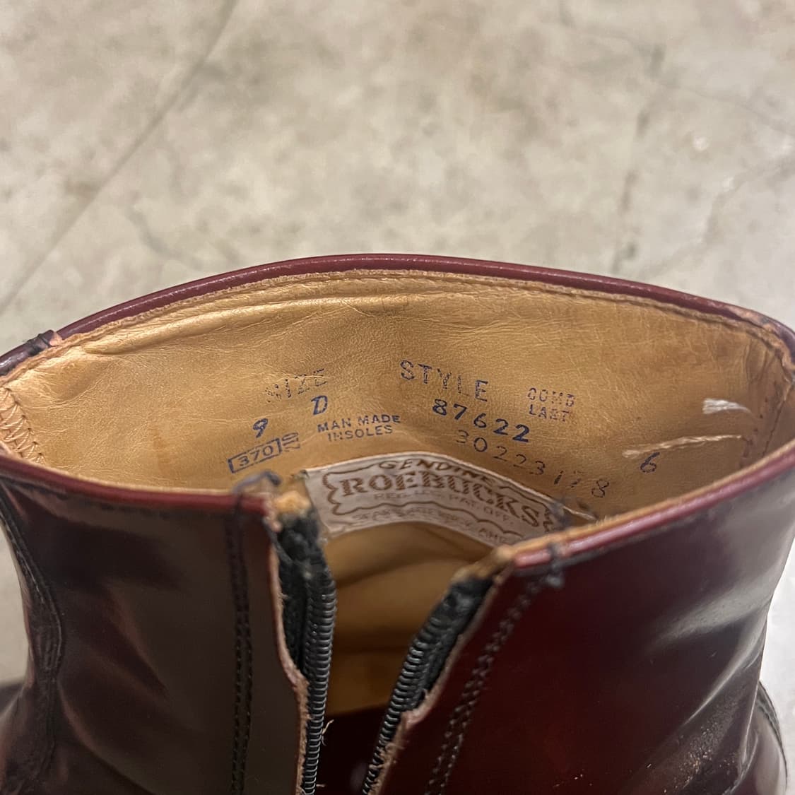 Sears 웨스턴 스퀘어토 집업 버건디 레더 숏부츠 9D 상품이미지9