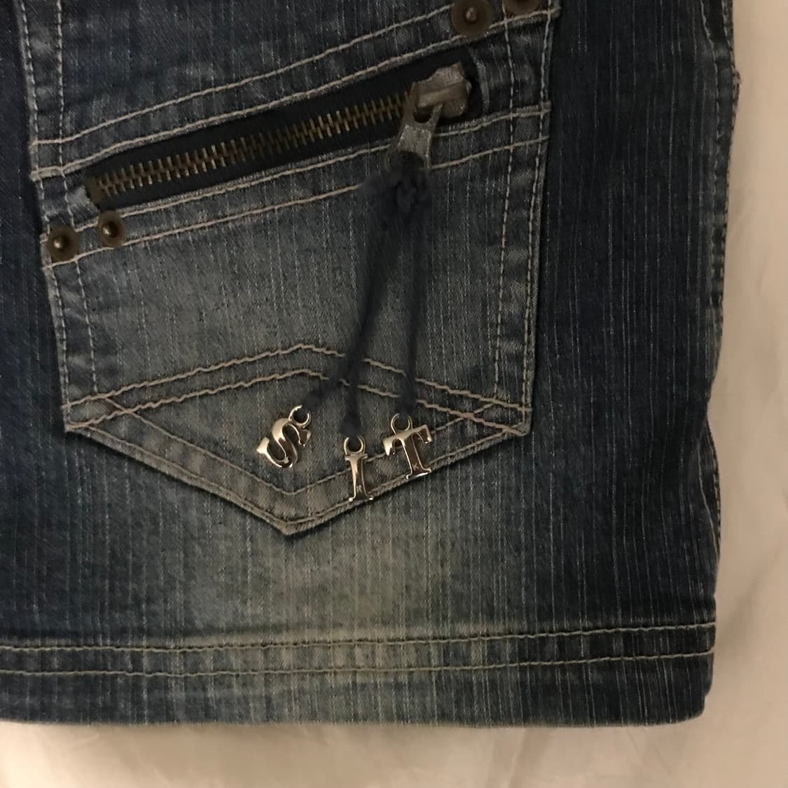 Vintage 고스펑크 갸루 로우 워싱 데님 초미니스커트 상품이미지4