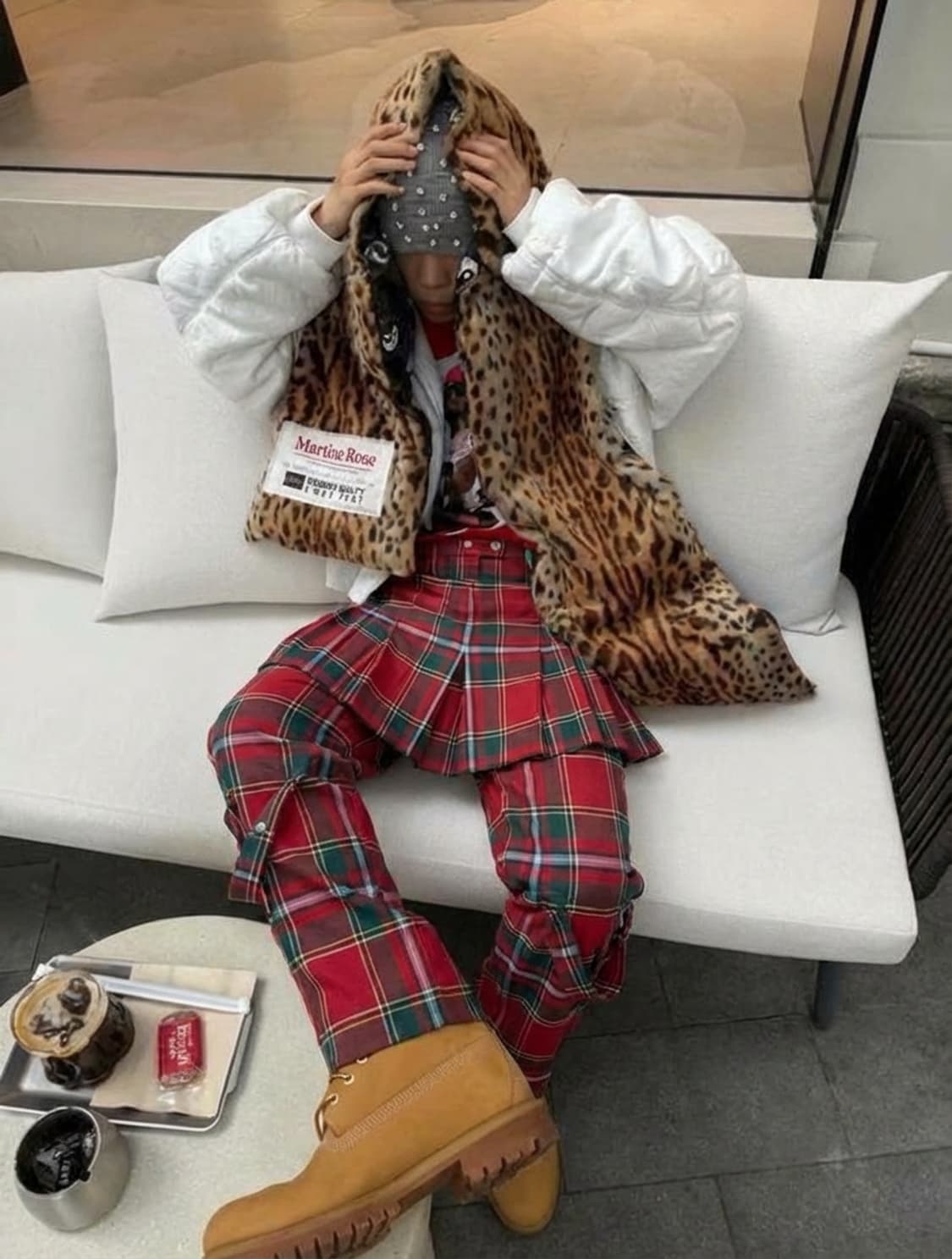 버버리 런웨이 스커트탈부착 울체크본디지 팬츠 상품이미지1