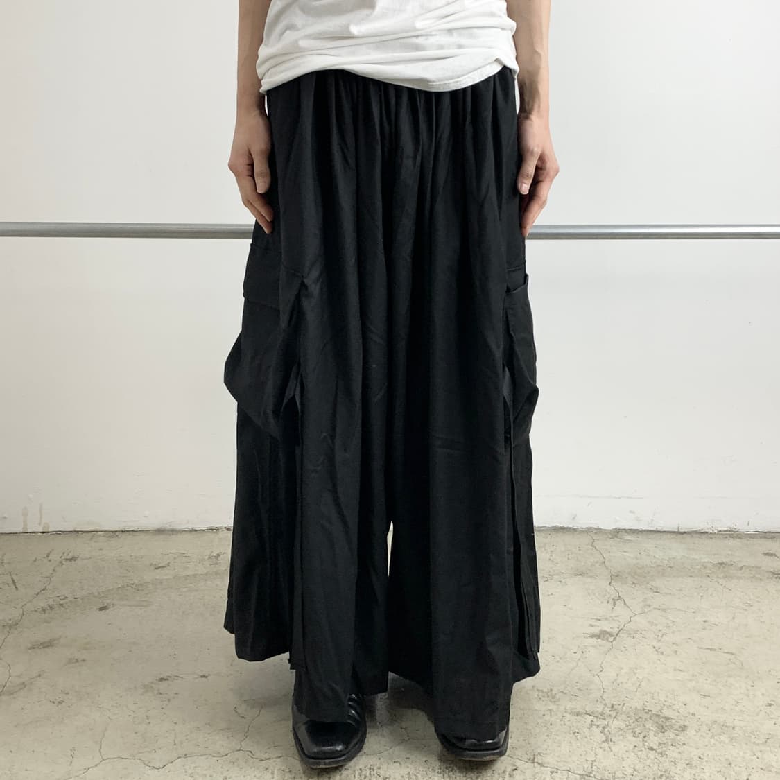 노 아이디 블랙 와이드 변형 스커트 팬츠 상품이미지2