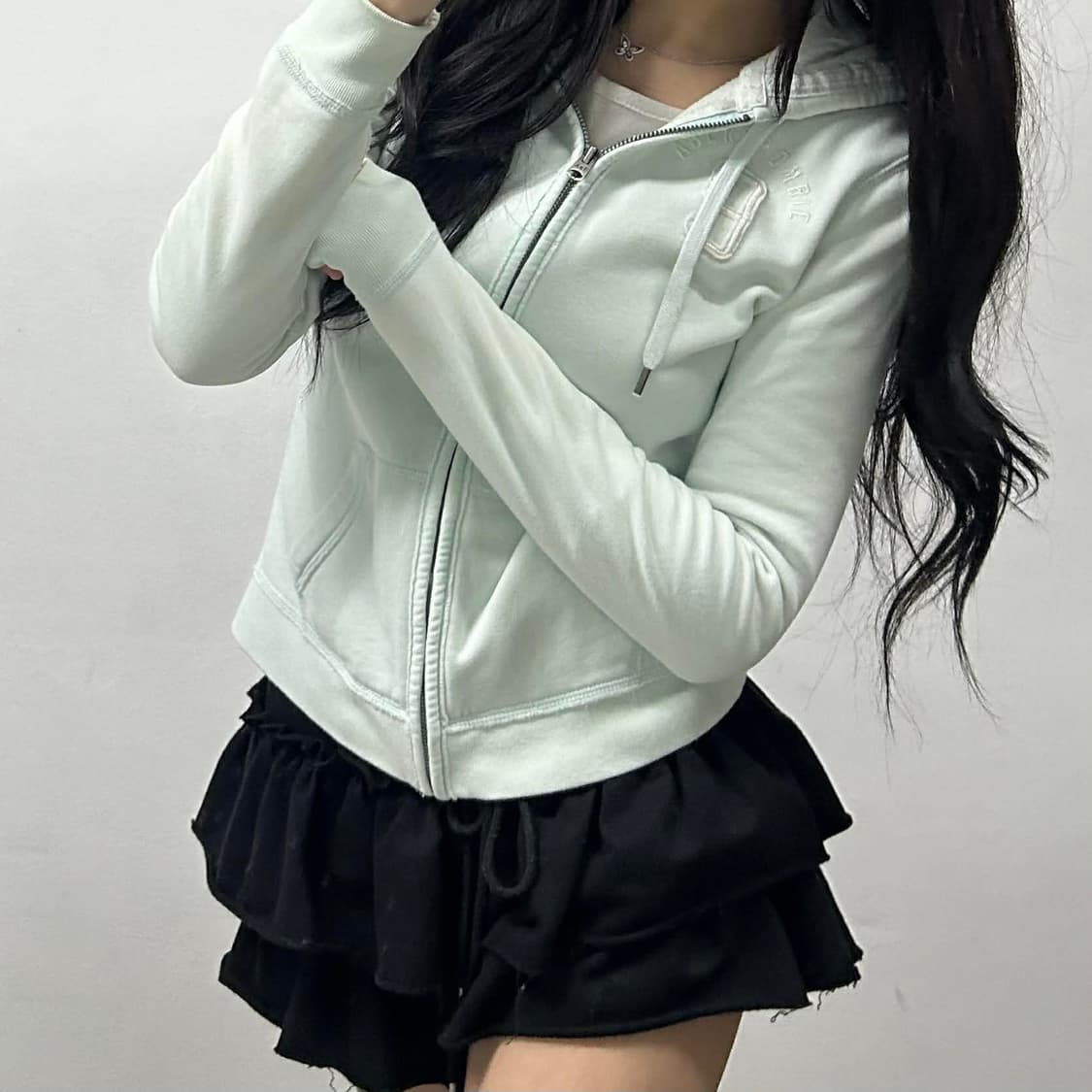 아베크롬비 y2k 여리핏 대대장 작사 후드집업 희귀져지(S) 상품이미지2