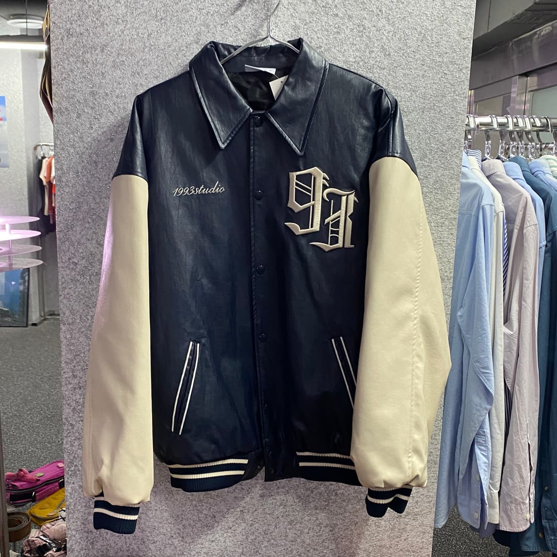 1993 스튜디오 투톤 레더 바시티 b3361 상품이미지2