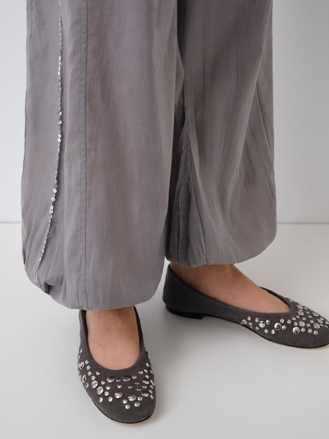 [37,38,39]기마구아스 스터드 발레리나 슈즈/그레이 상품이미지2