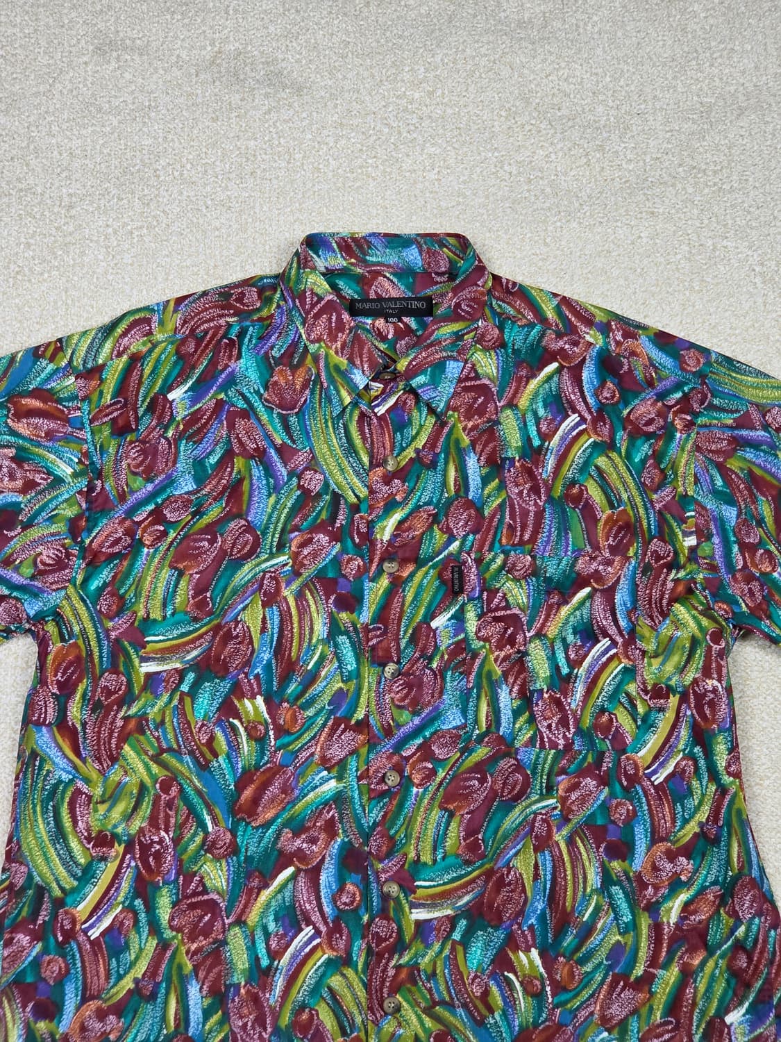 [마리오 발렌티노] 멀티 컬러 추상 패턴 코튼 반팔 셔츠 | S00120 상품이미지2