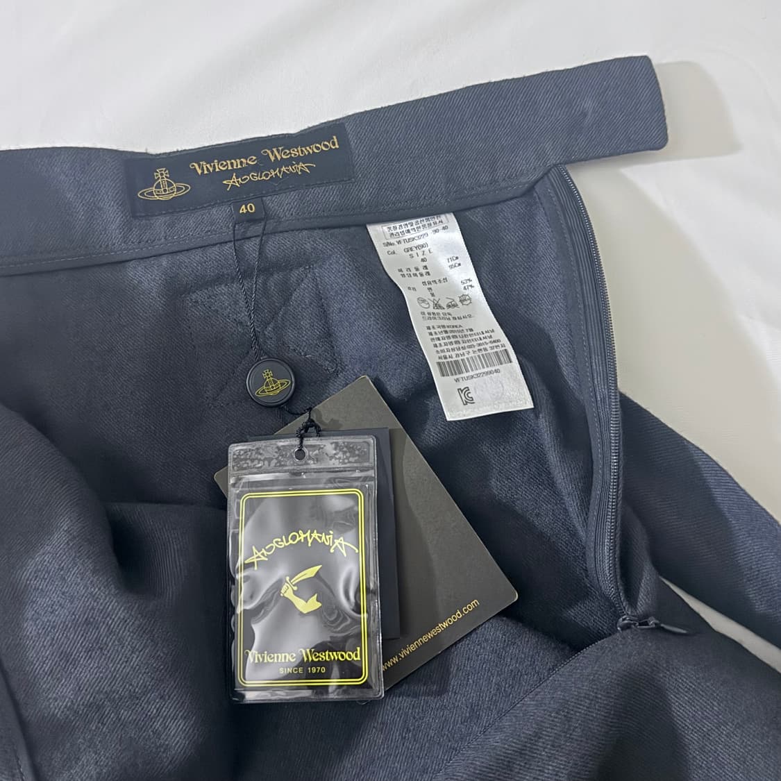 40 비비안웨스트우드 벨트 리본 그레이 미디스커트 긱시크 상품이미지5