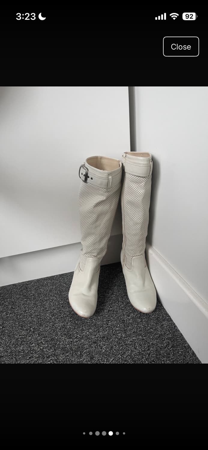 빈티지 Y2K 버클 화이트 가죽 니하이 롱부츠 250 상품이미지6