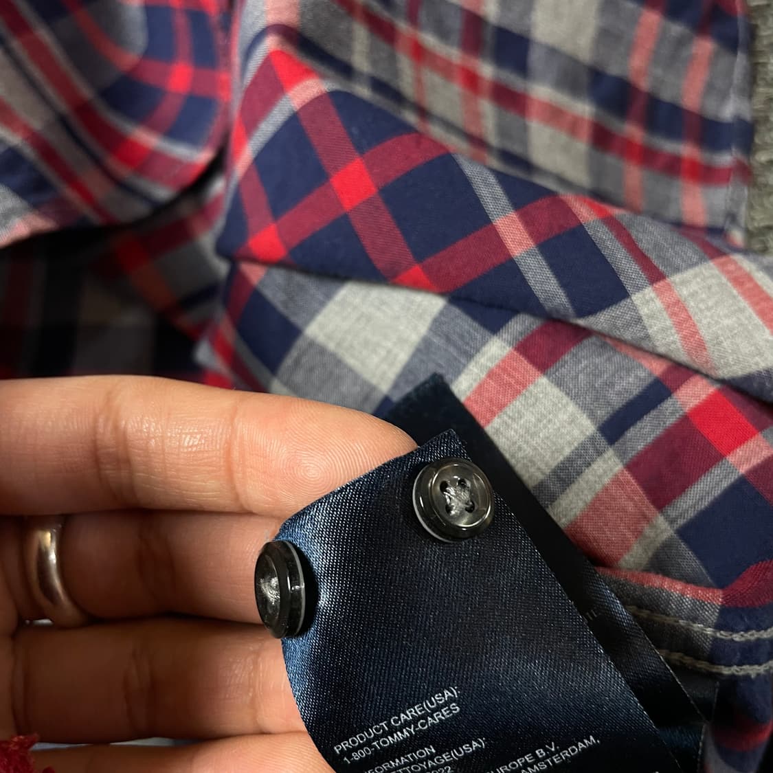 타미힐피거 레드 네이비 체크 긴팔 셔츠 뉴욕핏 상품이미지7