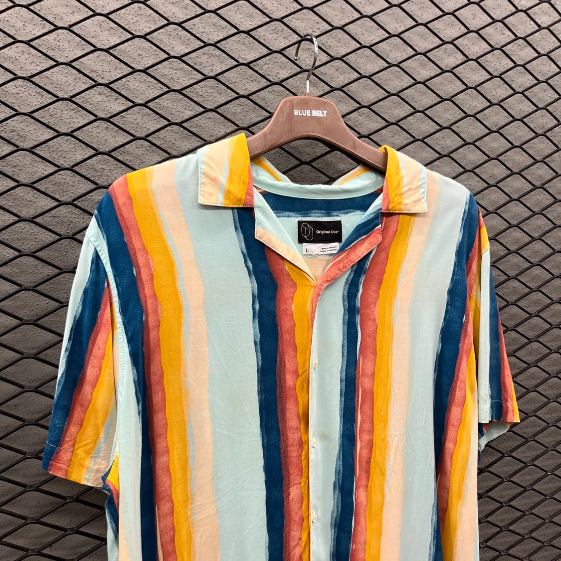 USA VINTAGE 레이온 반팔 셔츠 멀티 수채화 컬러 상품이미지3