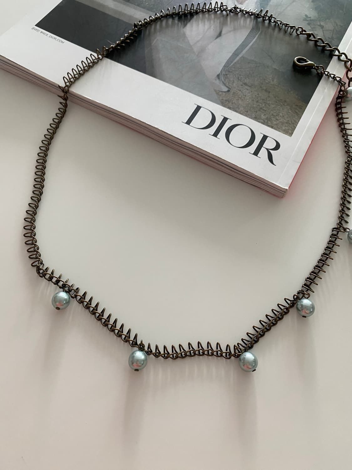 빈티지 진주 드롭 체인 벨트 겸 목걸이 상품이미지3