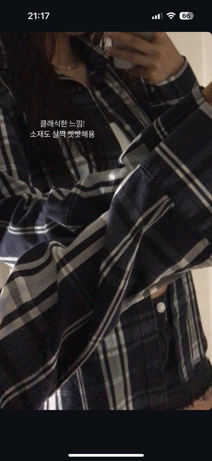 네이비 체크 셔츠 빈티지 상품이미지2