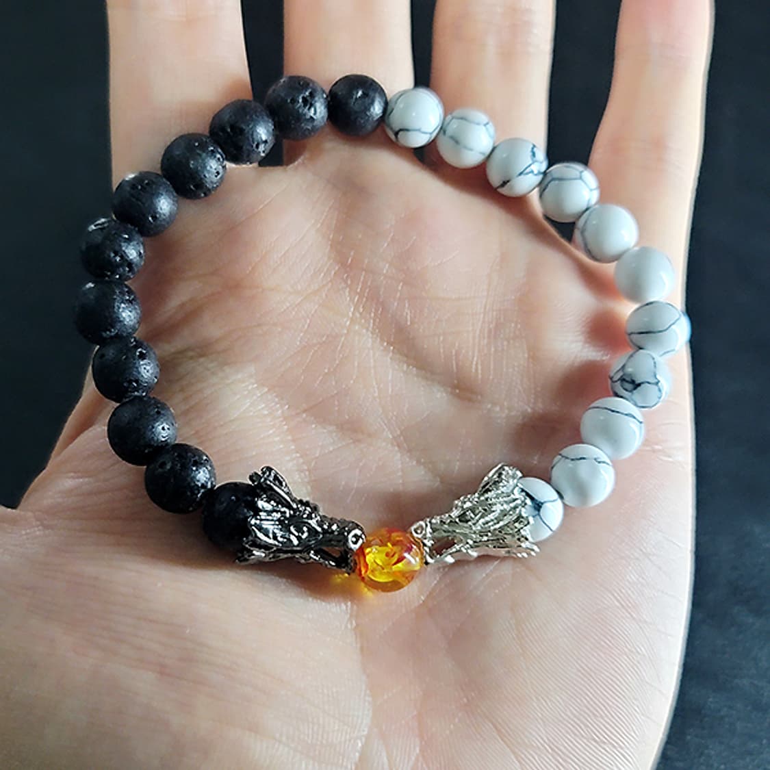 Coreguard 바솔트 히울라이트 8mm 남자 빈티지 용 원석 팔찌 상품이미지6