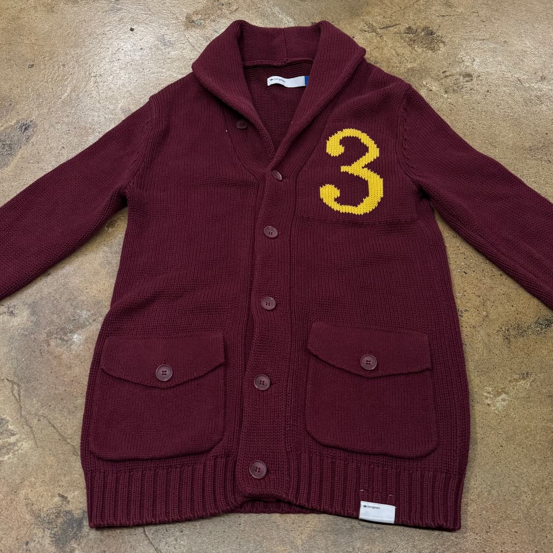 [정품/90] 아디다스 니트 가디건 버건디 b16 상품이미지3