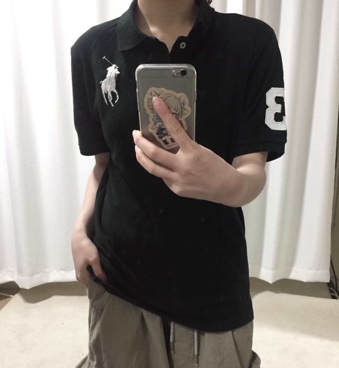 폴로 랄프로렌 블랙 치프키프 빅포니 카라 반팔 티 상품이미지1