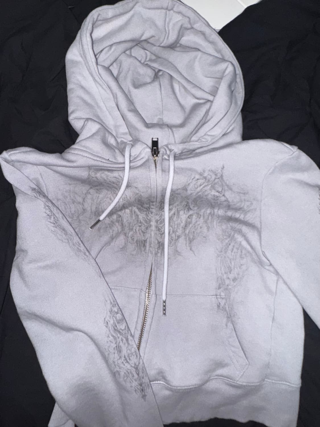 Skully crop hoodie zip-up in Gray 상품이미지1