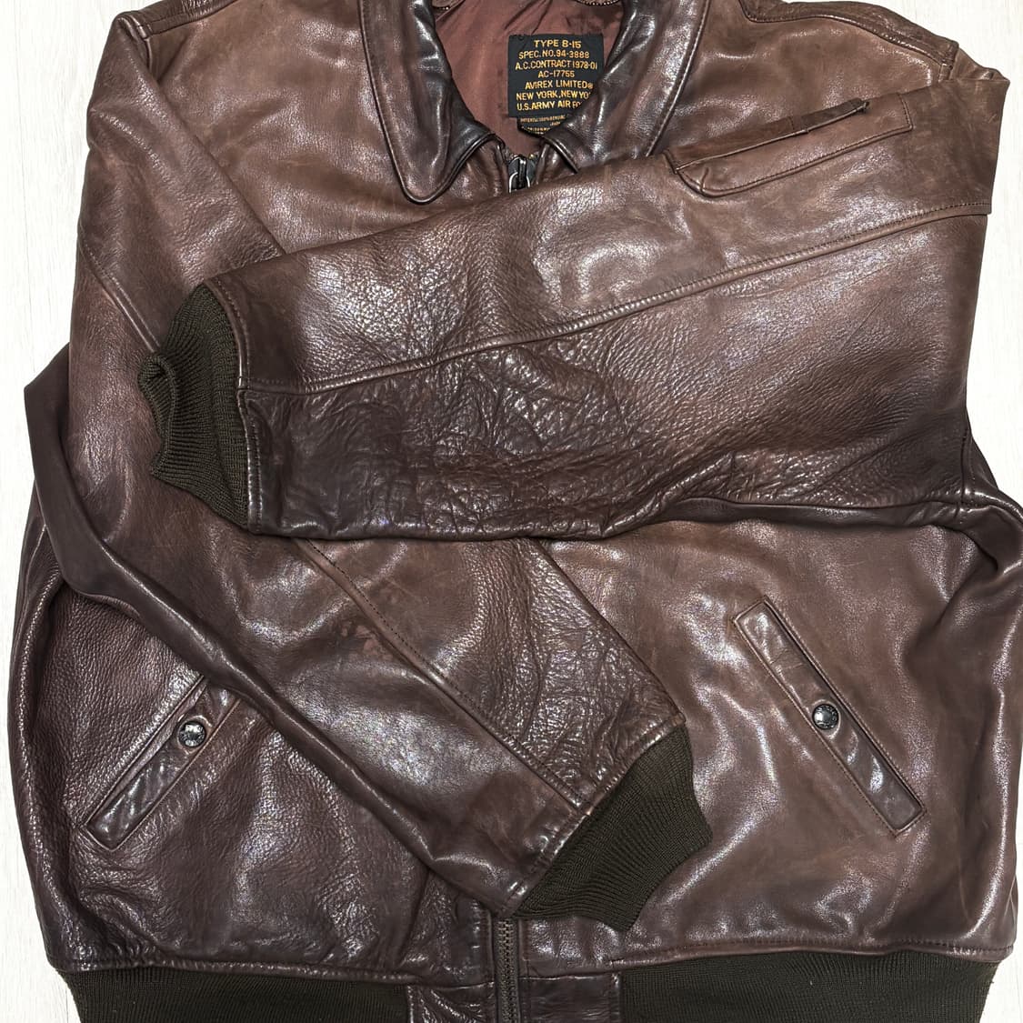 90s 아비렉스 B-15 레더 자켓 상품이미지4