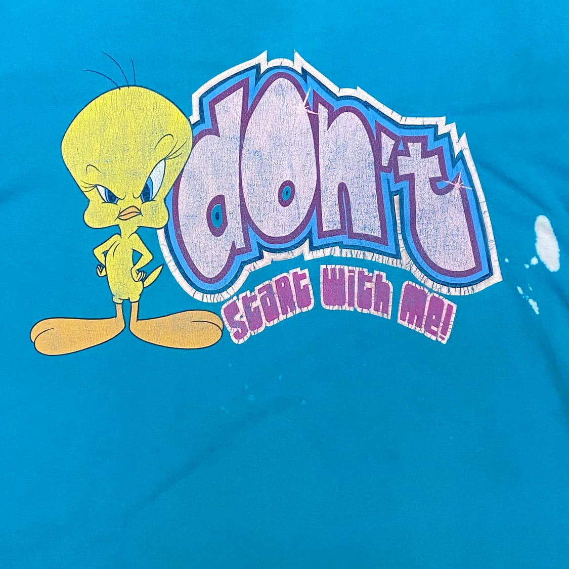 미국 빈티지 워너브라더스 루니툰 트위티 프린팅 힙스터 반팔티 상품이미지3